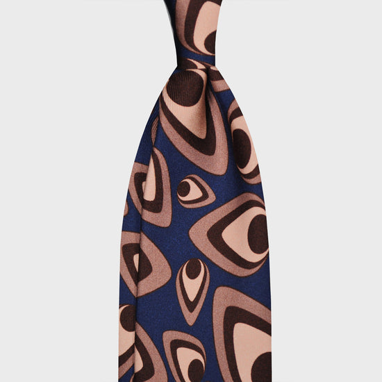 F.Marino Silk Tie 3 Folds Drops Cobalt Blue-Wools Boutique Uomo