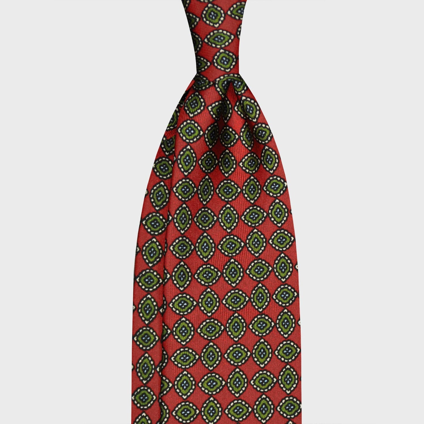 F.Marino Silk Tie 3 Folds Diamonds Scarlet Red-Wools Boutique Uomo