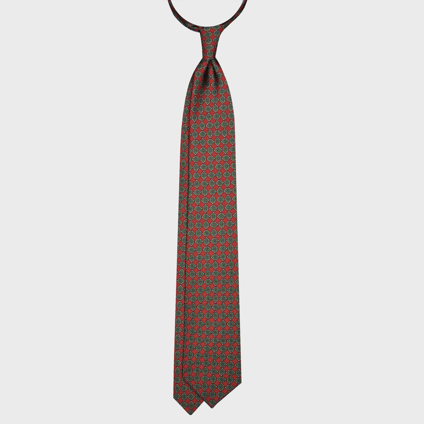 F.Marino Silk Tie 3 Folds Diamonds Scarlet Red-Wools Boutique Uomo