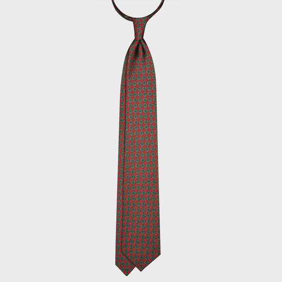 F.Marino Silk Tie 3 Folds Diamonds Scarlet Red-Wools Boutique Uomo