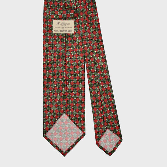F.Marino Silk Tie 3 Folds Diamonds Scarlet Red-Wools Boutique Uomo