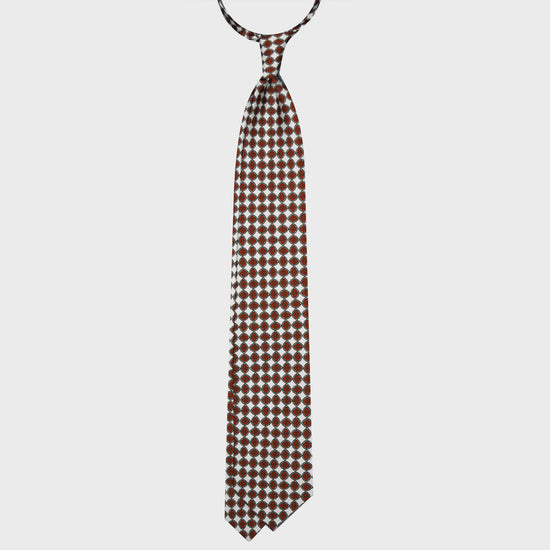 F.Marino Silk Tie 3 Folds Diamonds White-Wools Boutique Uomo