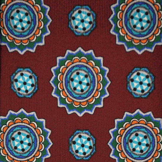 Load image into Gallery viewer, F.Marino Mandala Silk Tie 3 Folds Burgundy-Wools Boutique Uomo
