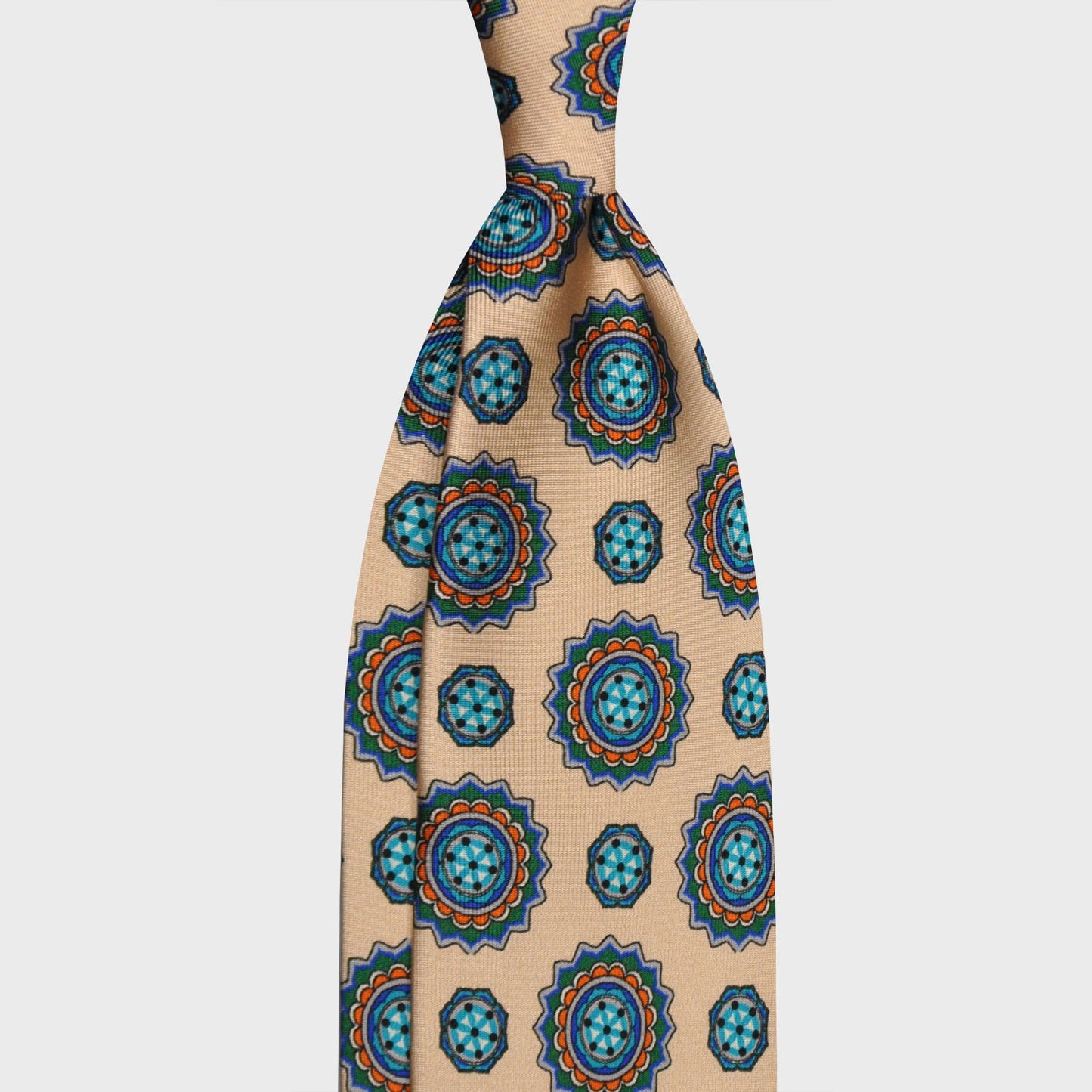 F.Marino Mandala Silk Tie 3 Folds Sand-Wools Boutique Uomo