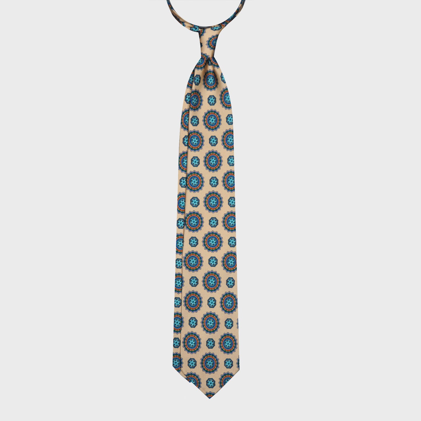 F.Marino Mandala Silk Tie 3 Folds Sand-Wools Boutique Uomo