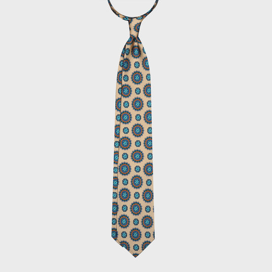F.Marino Mandala Silk Tie 3 Folds Sand-Wools Boutique Uomo