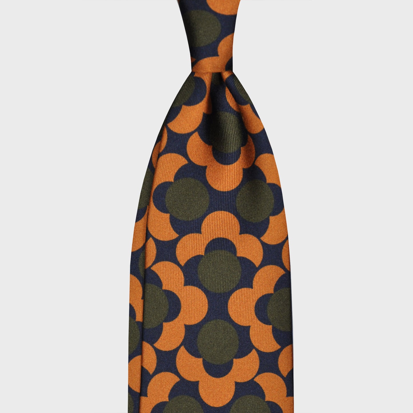 F.Marino Silk Tie 3 Folds Geometric Daisy Blue-Wools Boutique Uomo