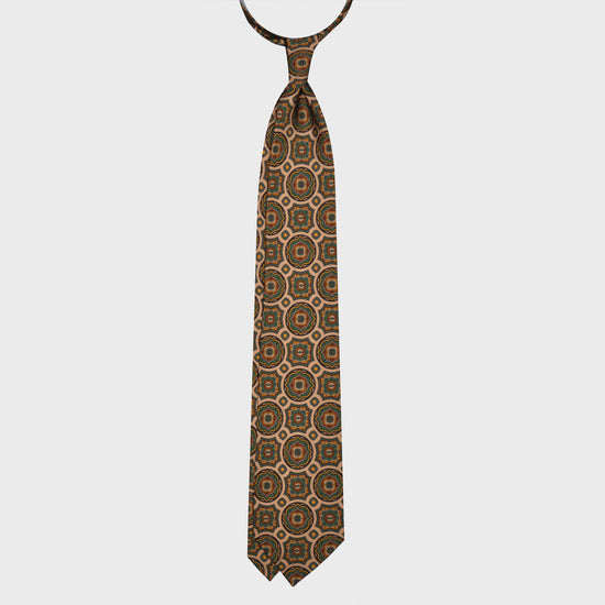 F.Marino Silk Tie 3 Folds Mandala Sand Beige-Wools Boutique Uomo
