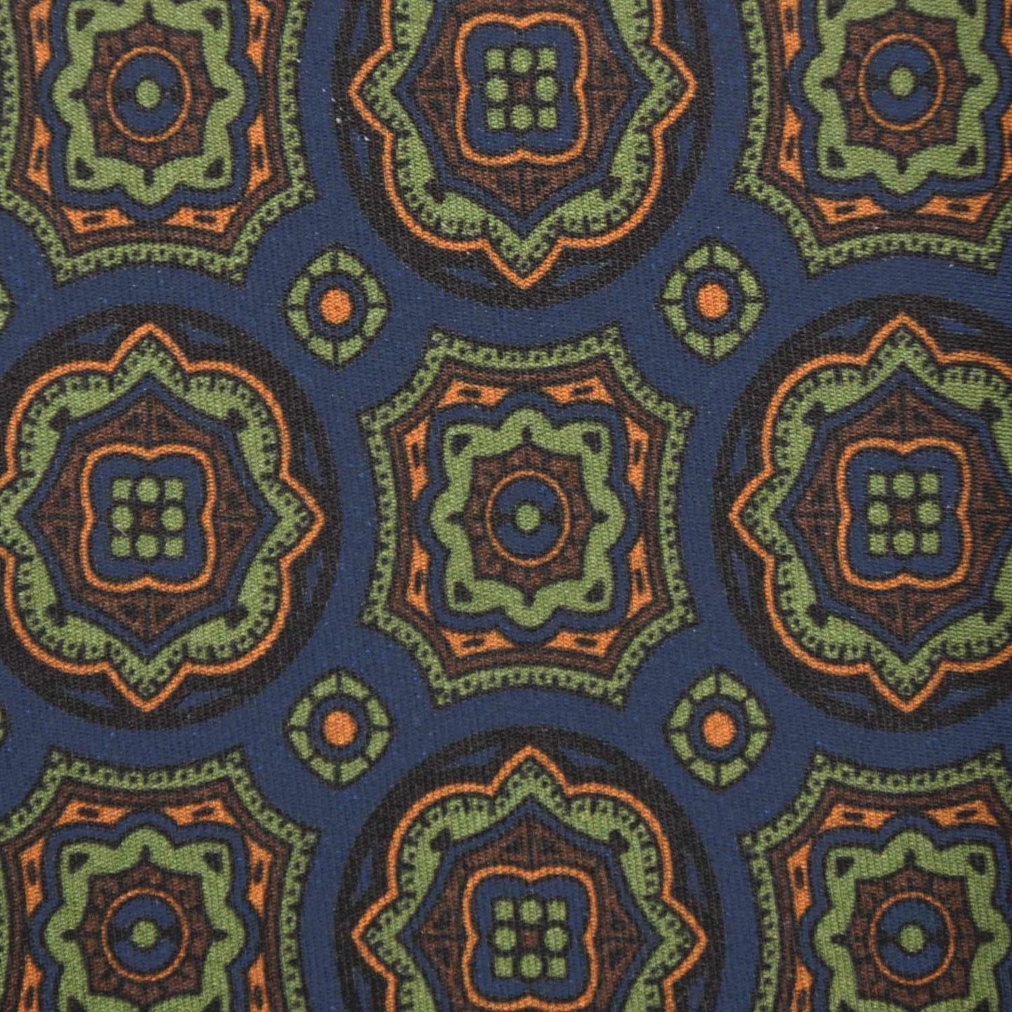 F.Marino Silk Tie 3 Folds Mandala Petrol Blue-Wools Boutique Uomo