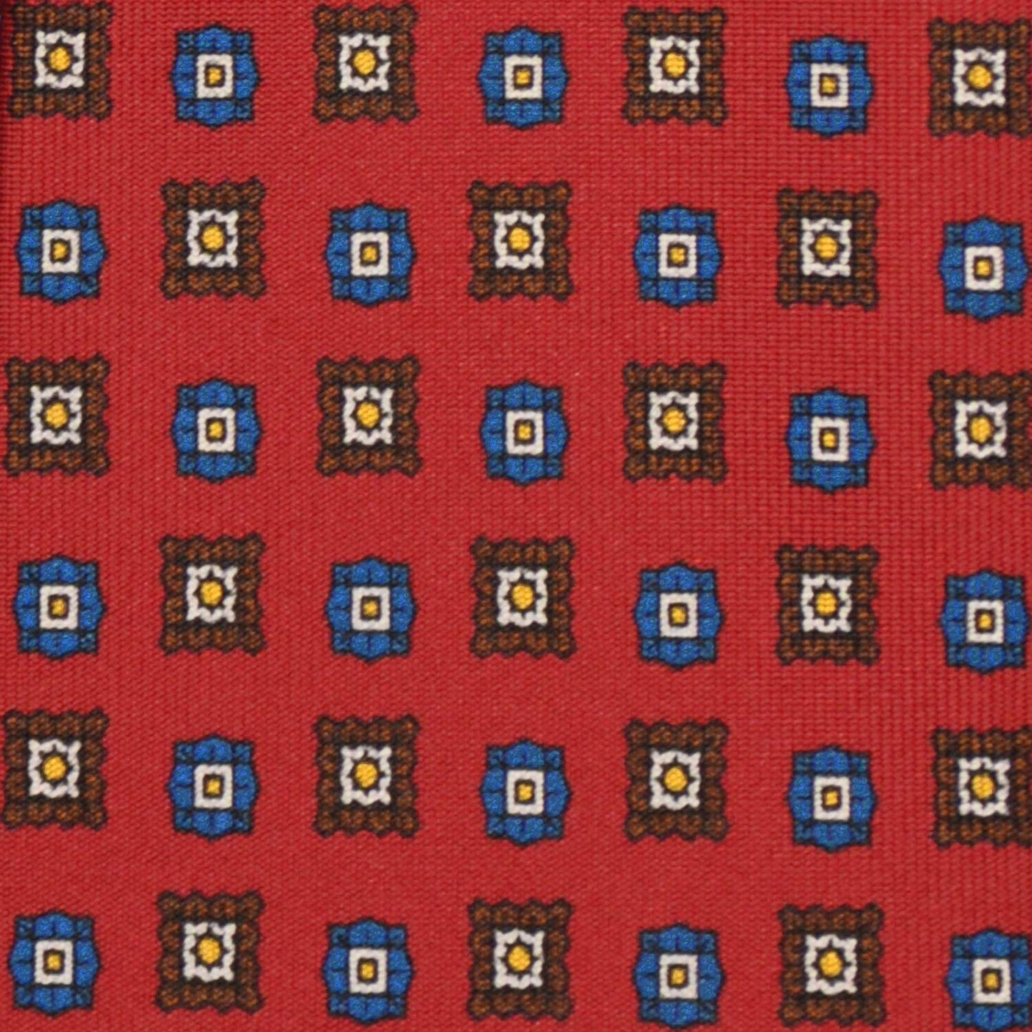 F.Marino Silk Tie 3 Folds Micro Diamonds Brick Red-Wools Boutique Uomo