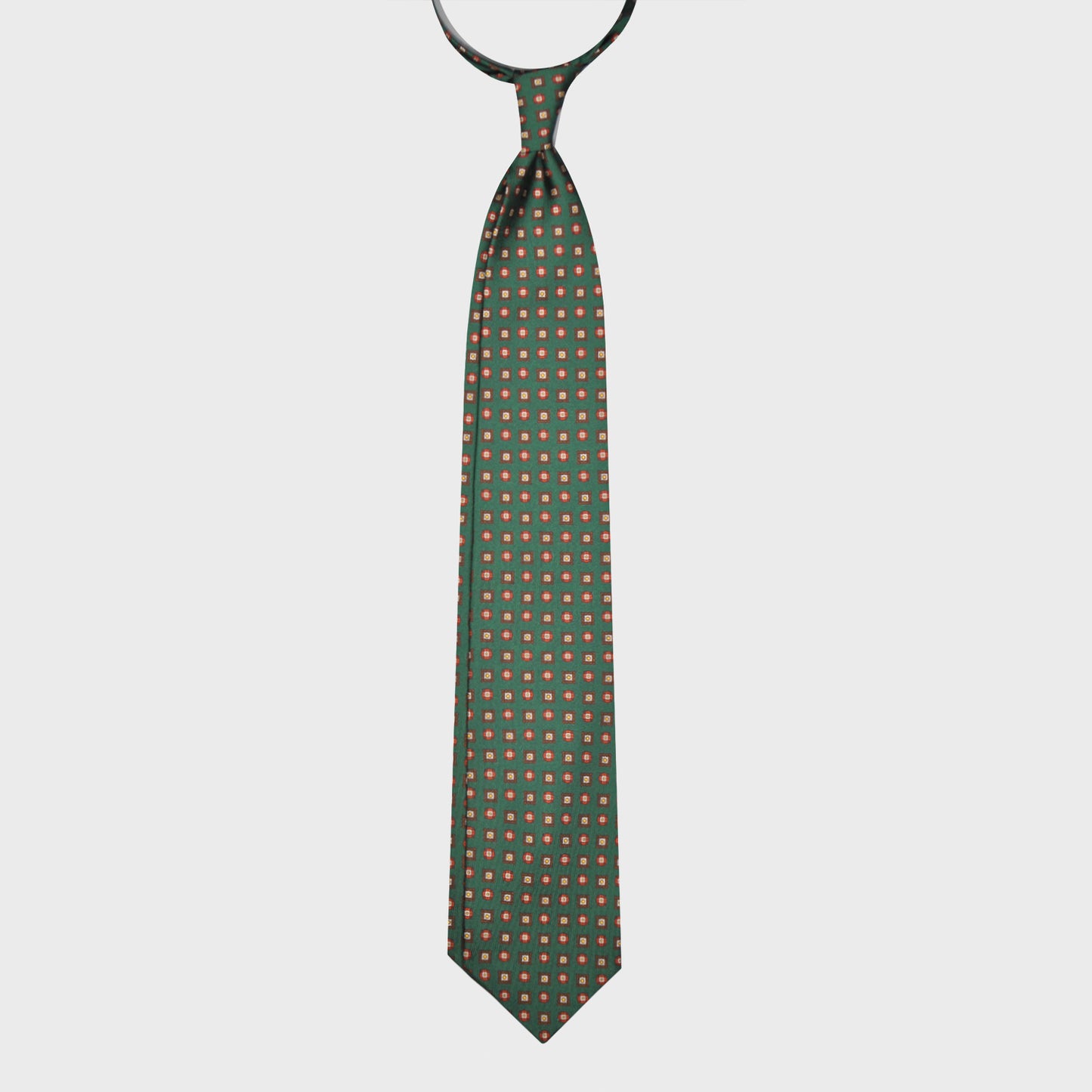 F.Marino Silk Tie 3 Folds Micro Diamonds Grass Green-Wools Boutique Uomo