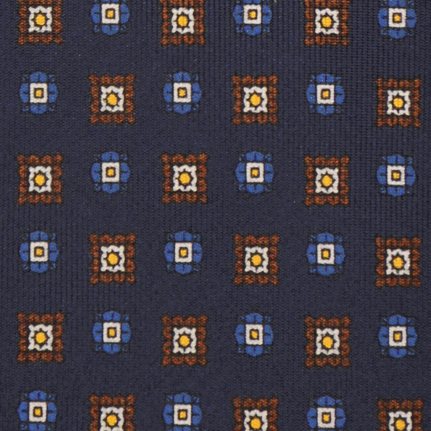 F.Marino Silk Tie 3 Folds Micro Diamonds Navy Blue-Wools Boutique Uomo