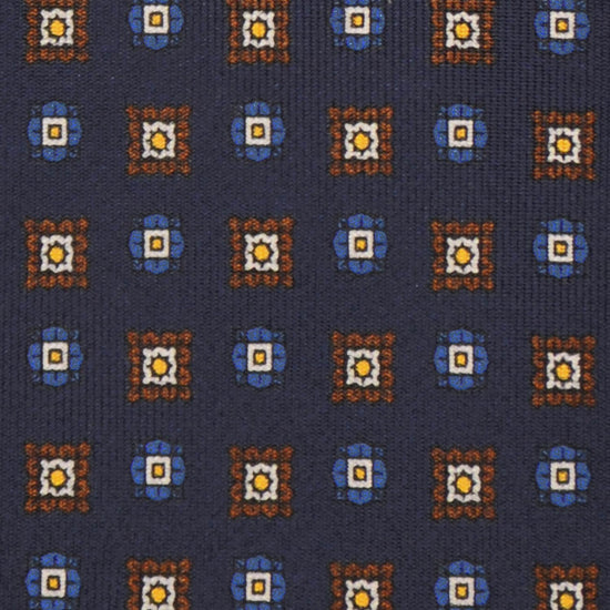 F.Marino Silk Tie 3 Folds Micro Diamonds Navy Blue-Wools Boutique Uomo