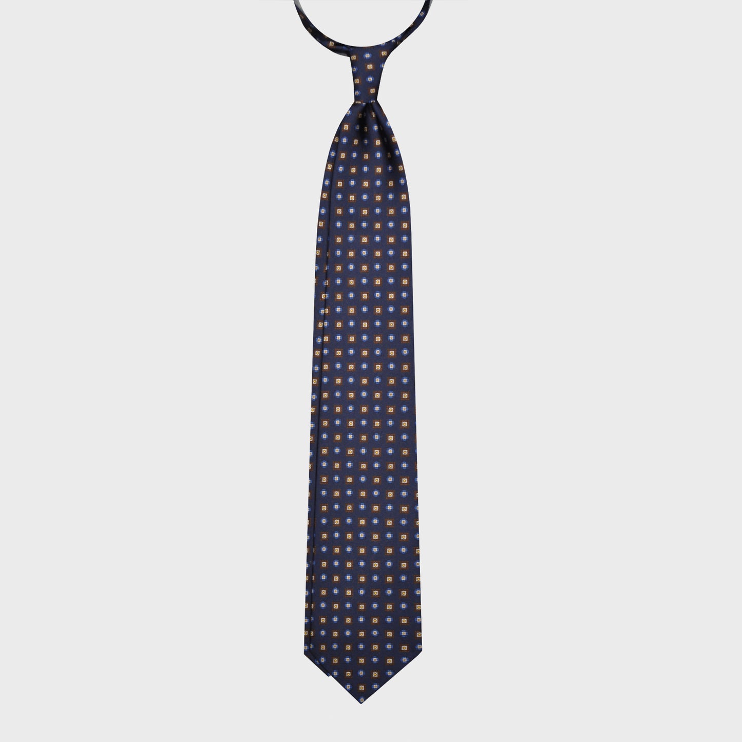 F.Marino Silk Tie 3 Folds Micro Diamonds Navy Blue-Wools Boutique Uomo