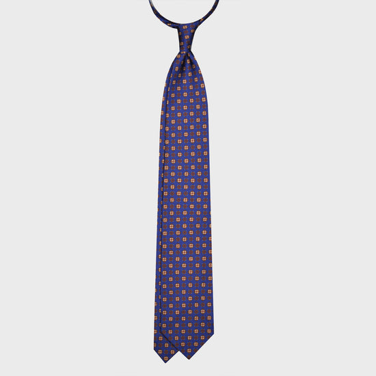 F.Marino Silk Tie 3 Folds Diamonds Royal-Wools Boutique Uomo