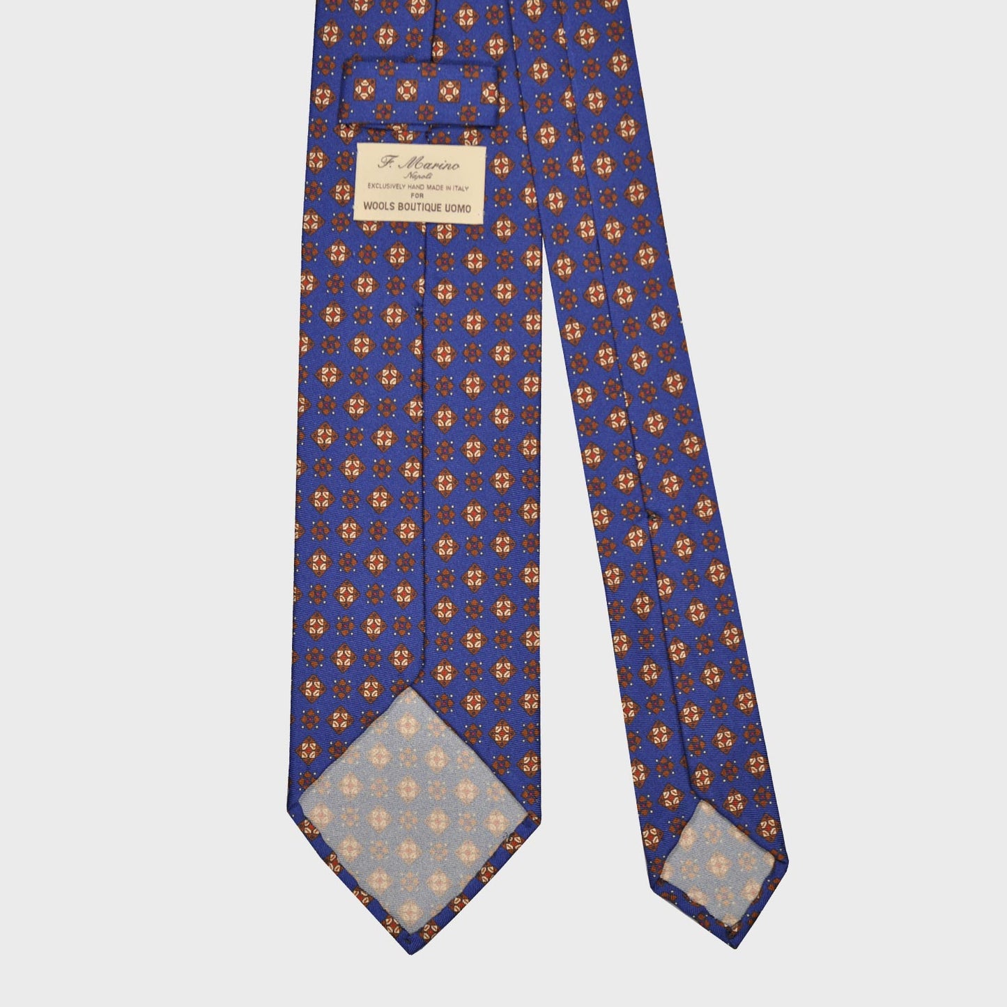 F.Marino Silk Tie 3 Folds Diamonds Royal-Wools Boutique Uomo