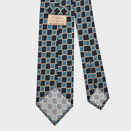 Load image into Gallery viewer, F.Marino Silk Tie 3 Folds Diamonds Blue-Wools Boutique Uomo
