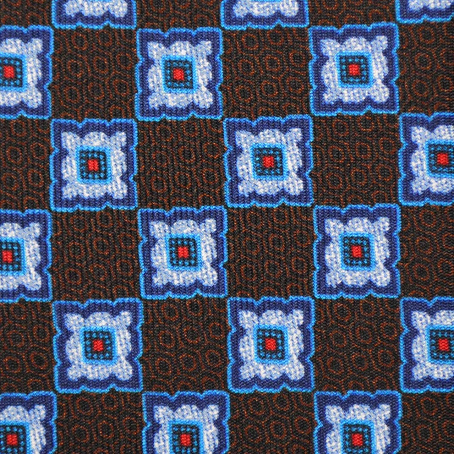 F.Marino Silk Tie 3 Folds Diamonds Brown-Wools Boutique Uomo