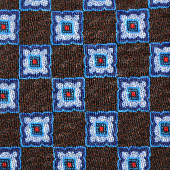 F.Marino Silk Tie 3 Folds Diamonds Brown-Wools Boutique Uomo
