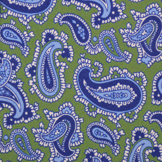 F.Marino Paisley Print Silk Tie 3 Folds Lime-Wools Boutique Uomo