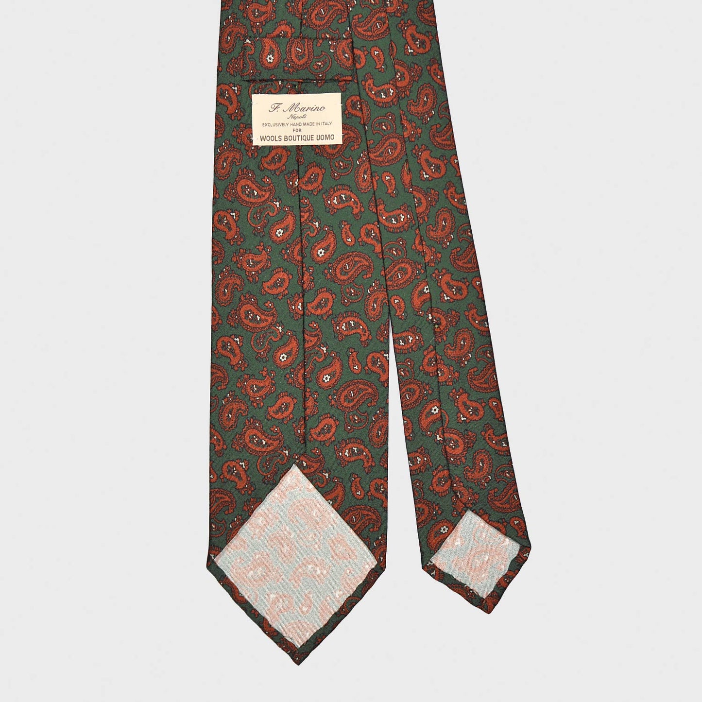 Load image into Gallery viewer, F.Marino Silk Tie 3 Folds Paisley Loden Green-Wools Boutique Uomo
