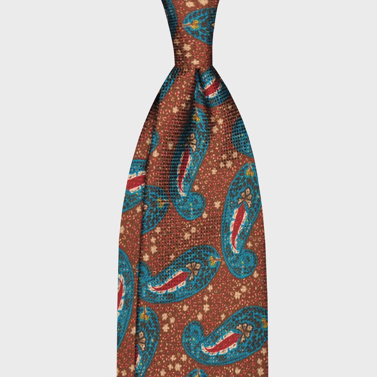 F.Marino Bohémien Paisley Print Silk Tie 3 Folds Rust-Wools Boutique Uomo