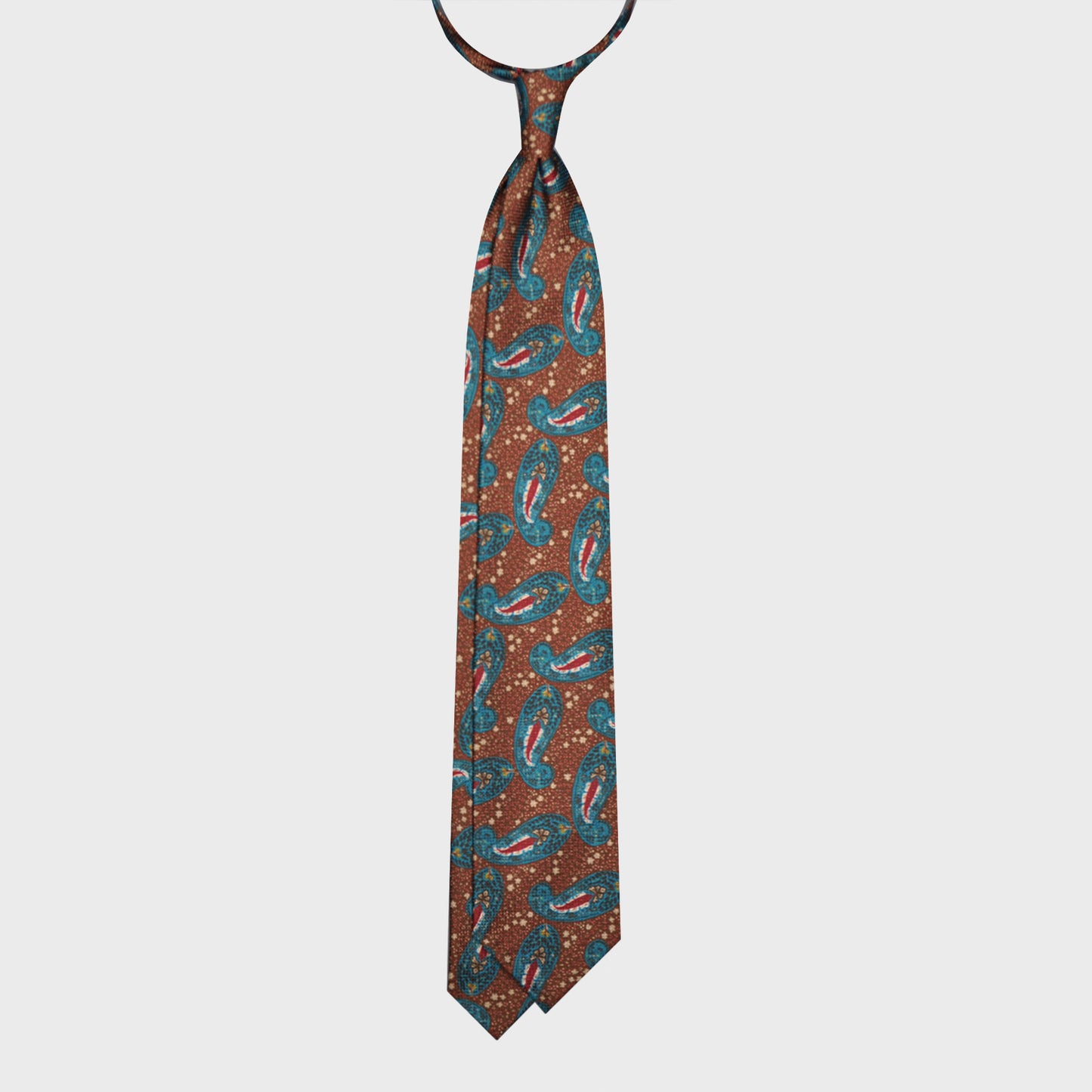 F.Marino Bohémien Paisley Print Silk Tie 3 Folds Rust-Wools Boutique Uomo