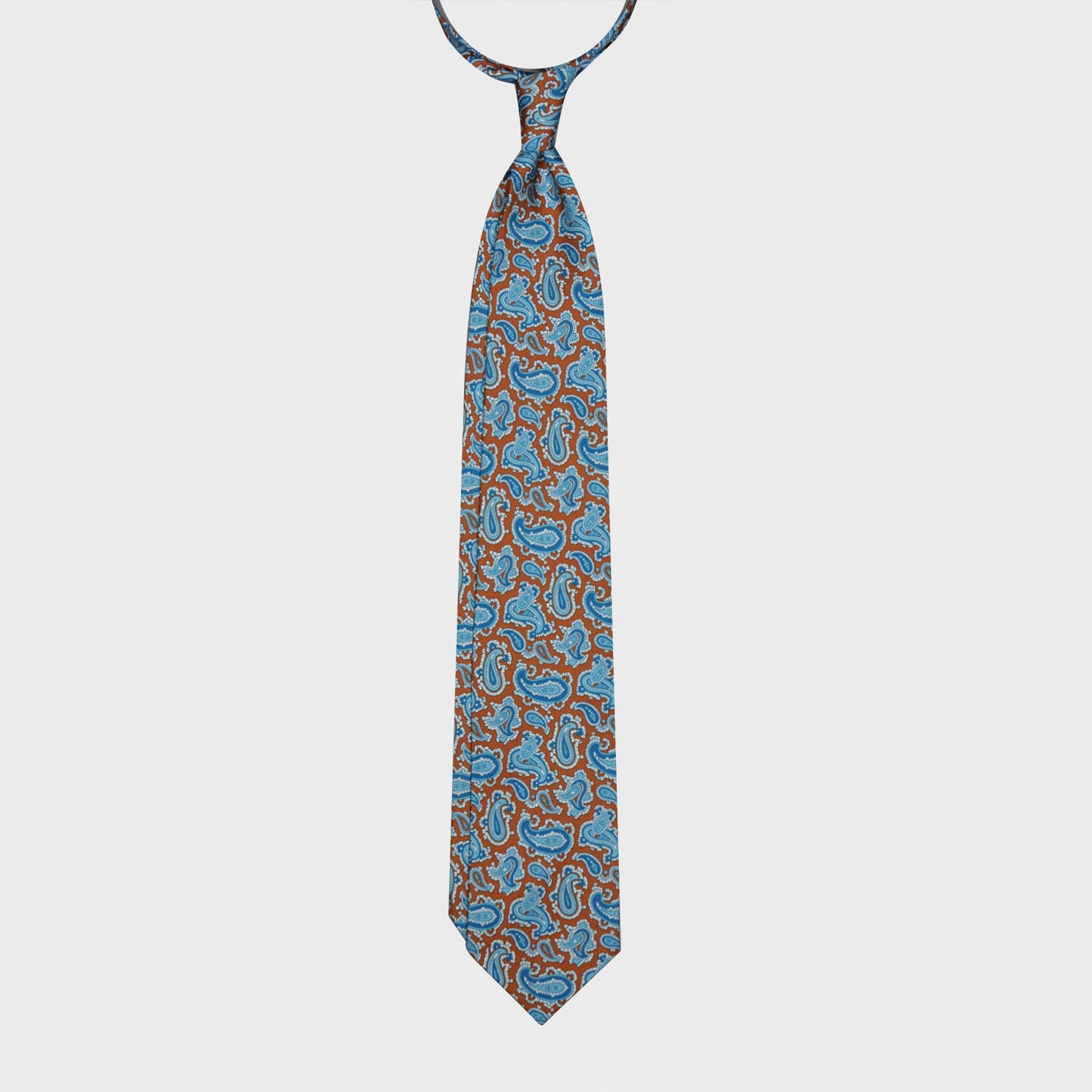 F.Marino Paisley Print Silk Tie 3 Folds Cinnamon-Wools Boutique Uomo