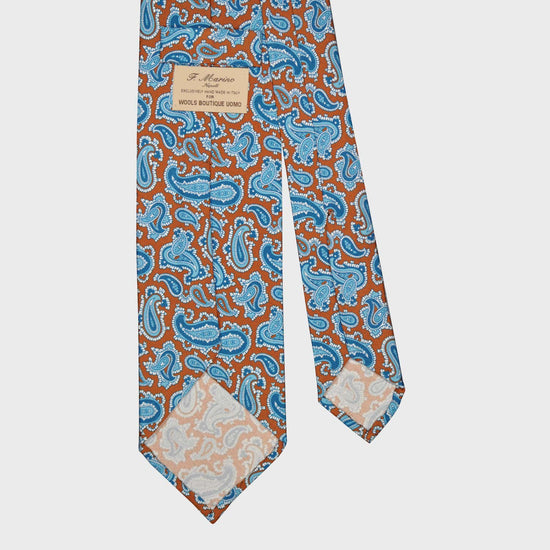Load image into Gallery viewer, F.Marino Paisley Print Silk Tie 3 Folds Cinnamon-Wools Boutique Uomo
