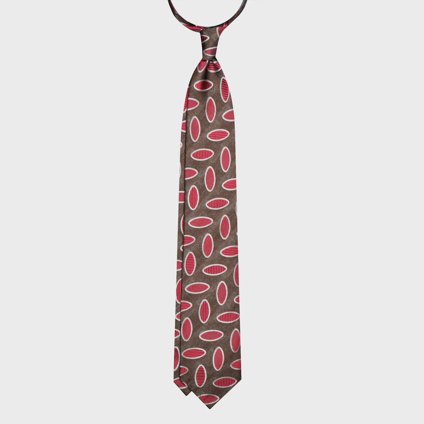 F.Marino Silk Tie 3 Folds Ovals Raspberry-Wools Boutique Uomo