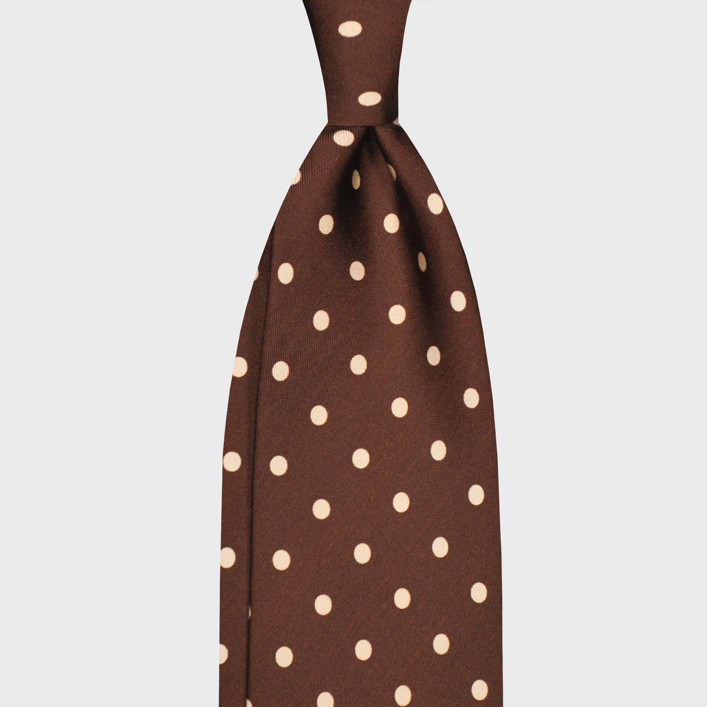 F.Marino Silk Tie 3 Folds Pois Coffee Brown-Wools Boutique Uomo
