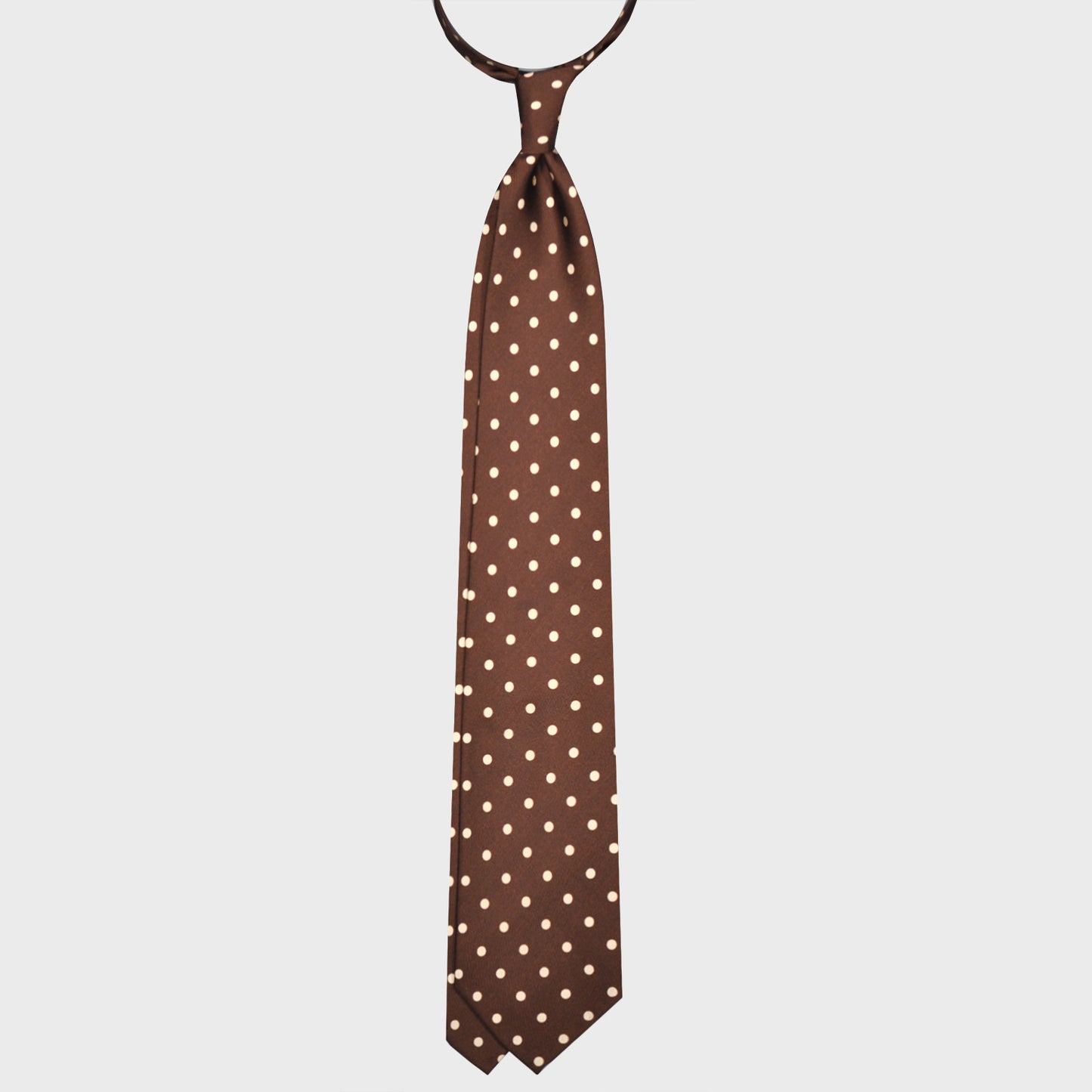 F.Marino Silk Tie 3 Folds Pois Coffee Brown-Wools Boutique Uomo
