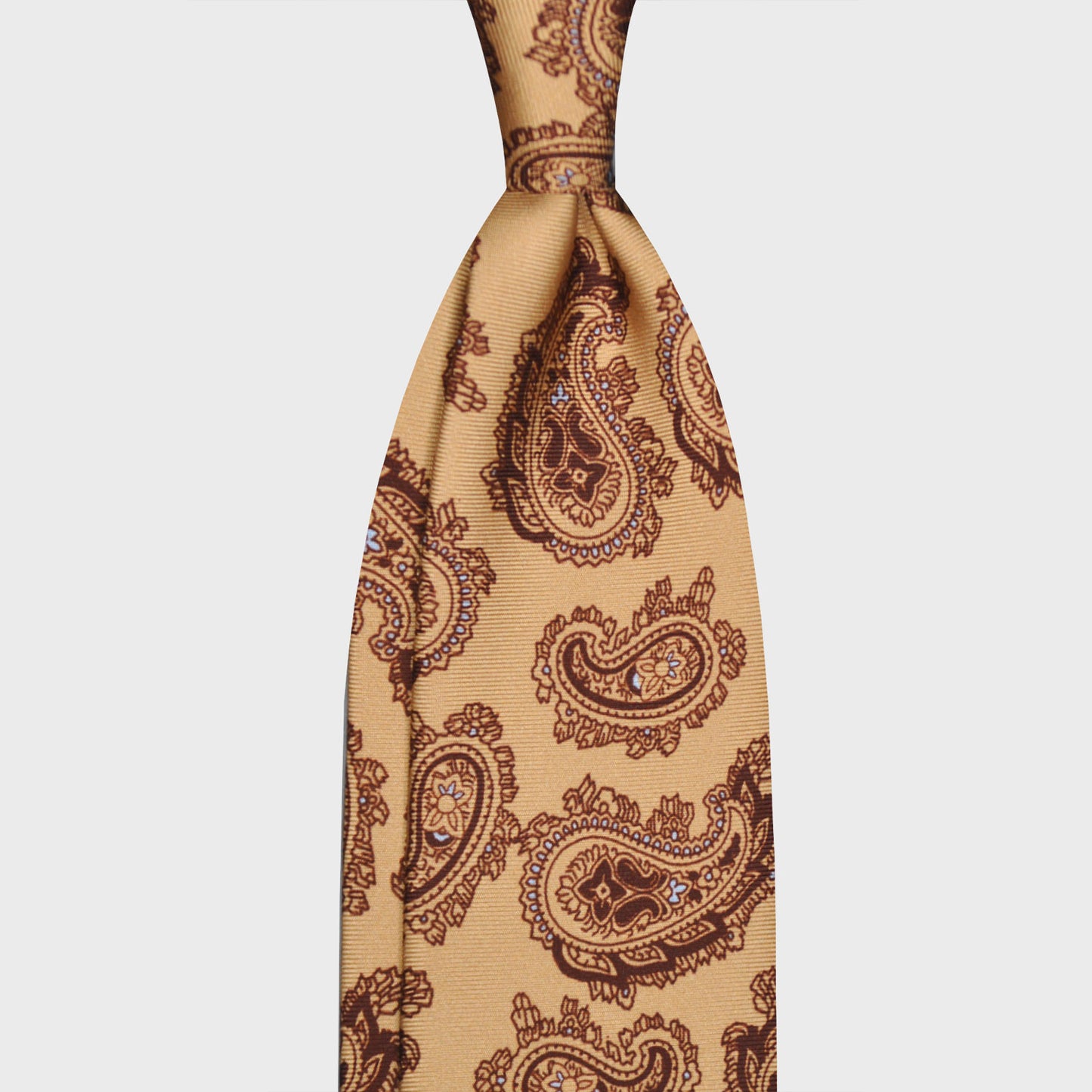 F.Marino Paisley Print Silk Tie 3 Folds Whiskey-Wools Boutique Uomo
