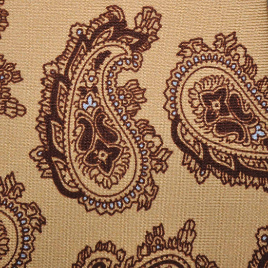 F.Marino Paisley Print Silk Tie 3 Folds Whiskey-Wools Boutique Uomo
