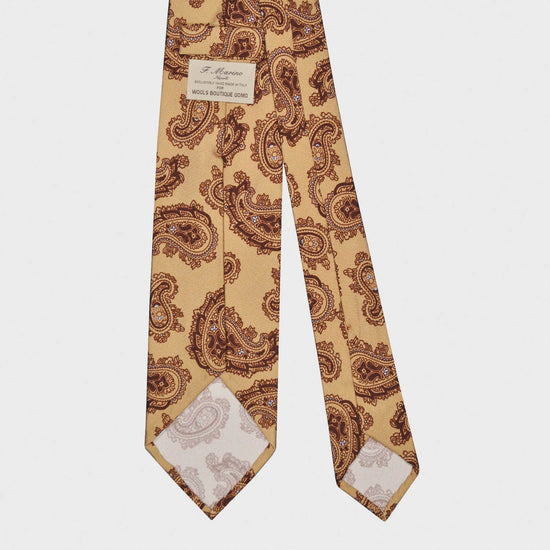 F.Marino Paisley Print Silk Tie 3 Folds Whiskey-Wools Boutique Uomo