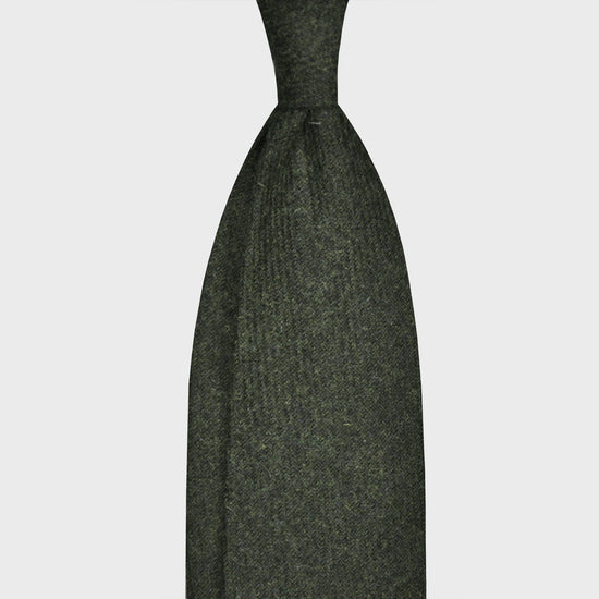 F.Marino Tweed Tie 3 Folds Bottle Green-Wools Boutique Uomo