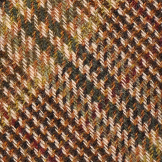 F.Marino Glen Check Tweed Tie 3 Folds Mud Green-Wools Boutique Uomo