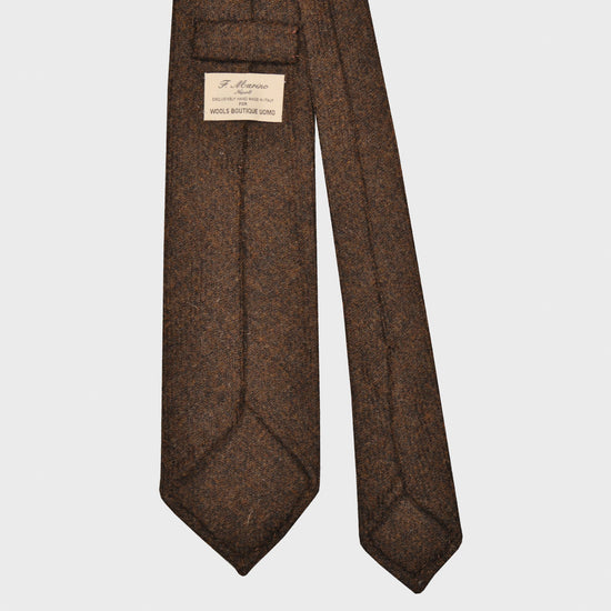 Load image into Gallery viewer, F.Marino Tweed Tie 3 Folds Chocolate-Wools Boutique Uomo
