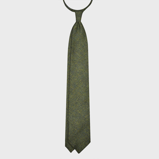 F.Marino Tweed Tie 3 Folds Grass Green-Wools Boutique Uomo