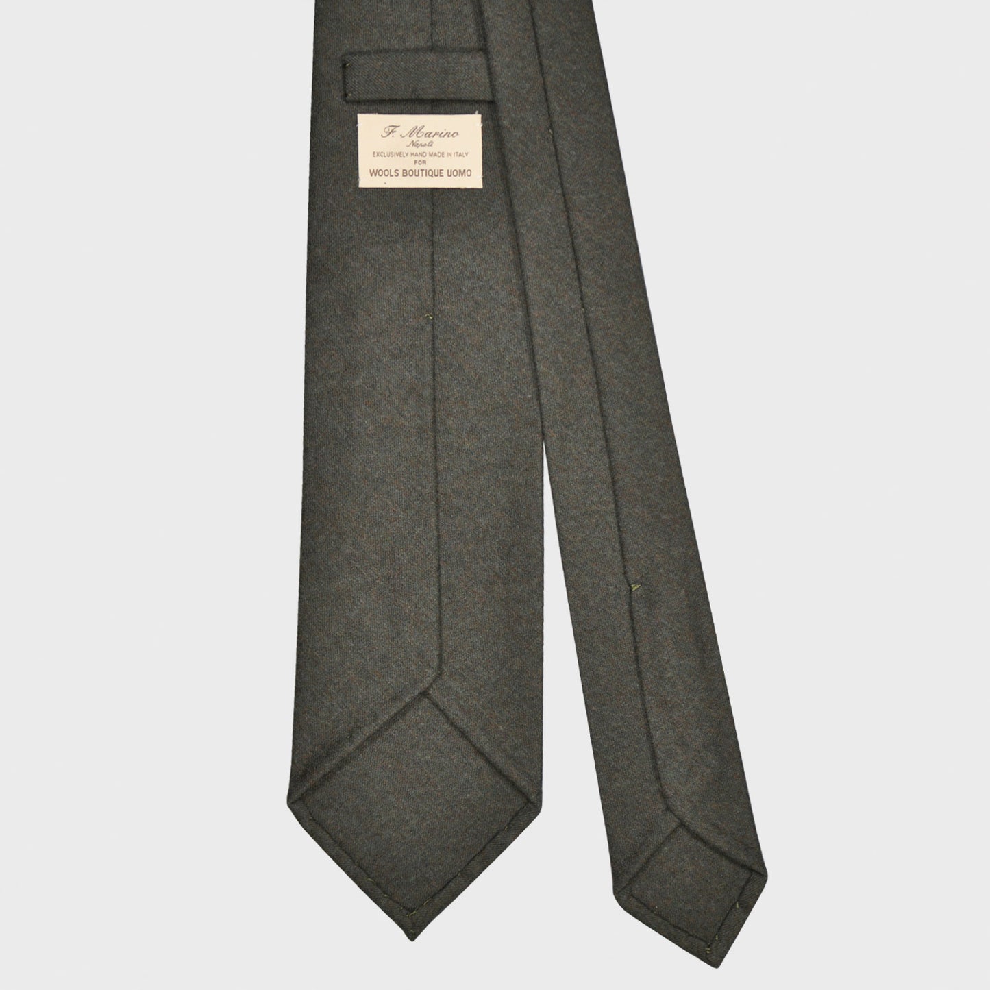 F.Marino Flannel Wool Tie 3 Folds Mud-Wools Boutique Uomo