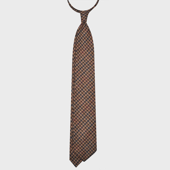 F.Marino Pied de Poule Tweed Tie 3 Folds Brown-Wools Boutique Uomo