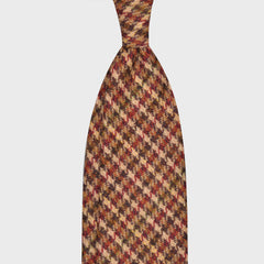F.Marino Cravate Tweed 3 Plis Carreaux Cerise