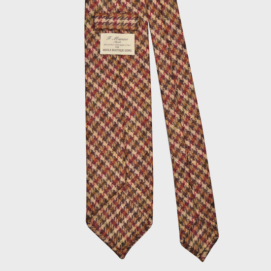 F.Marino Checks Tweed Tie 3 Folds Cherry-Wools Boutique Uomo