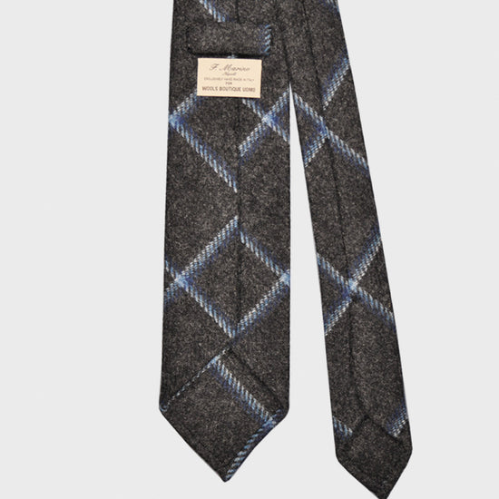 F.Marino Tweed Tie Holland&Sherry Wool Windowpane Anthracite-Wools Boutique Uomo