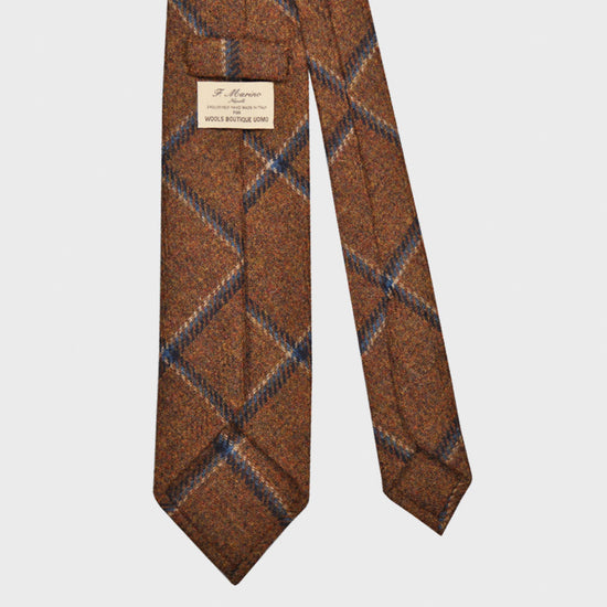 Load image into Gallery viewer, F.Marino Tweed Tie Holland&amp;amp;Sherry Wool Windowpane Rust-Wools Boutique Uomo
