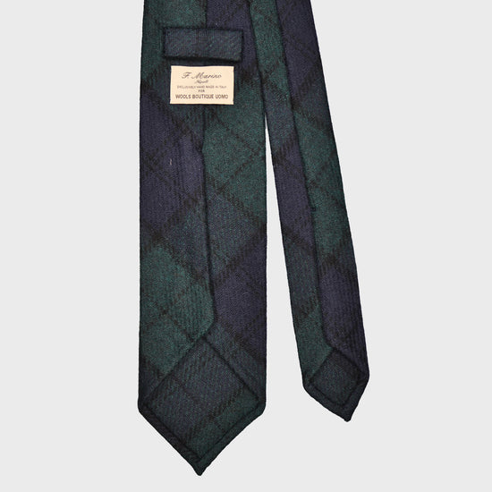 Load image into Gallery viewer, F.Marino Tweed Tie 3 Folds Black Watch Tartan Green-Wools Boutique Uomo
