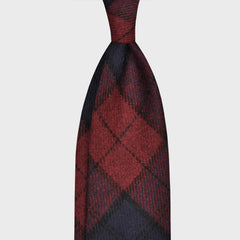 F.Marino Tweed Krawatte 3 Falten Schwarz Uhr Tartan Rot