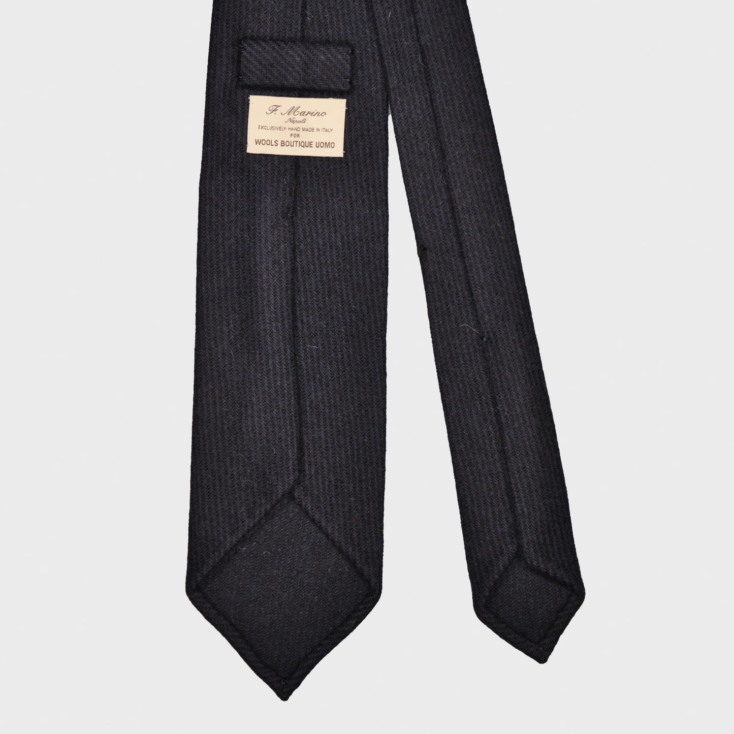 F.Marino Tweed Tie 3 Folds Dark Blue-Wools Boutique Uomo