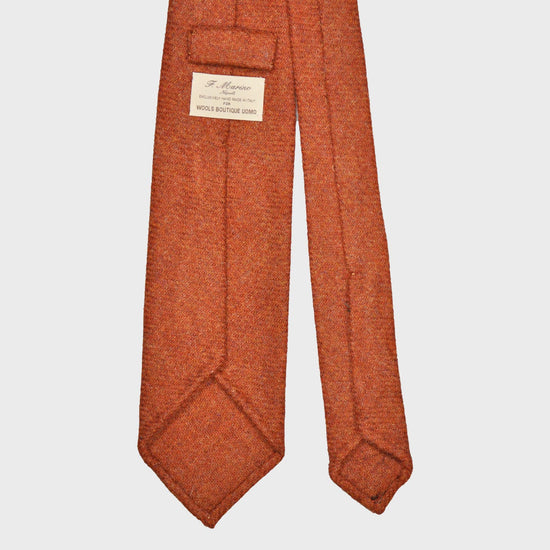 F.Marino Tweed Tie 3 Folds Lobster Orange-Wools Boutique Uomo