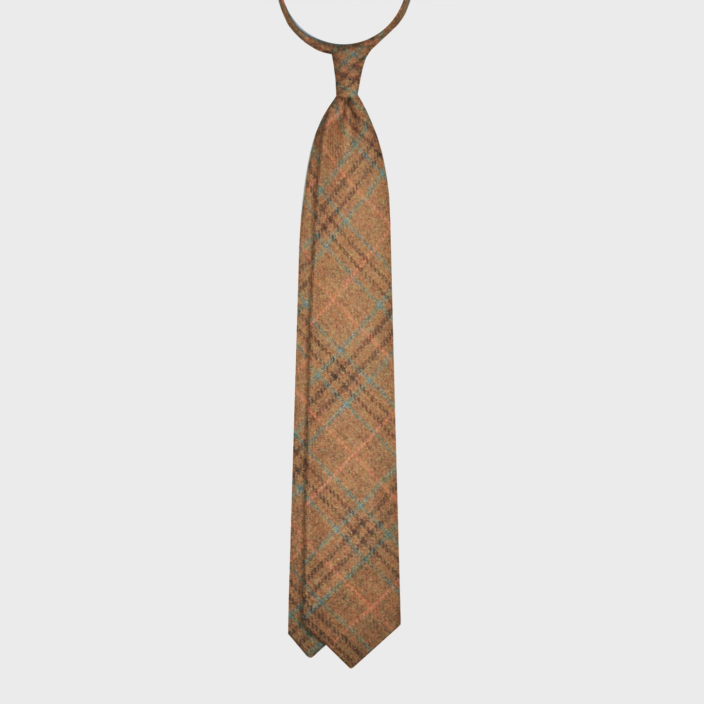 Load image into Gallery viewer, F.Marino Tweed Tie 3 Folds Glen Plaid Copper Brown-Wools Boutique Uomo
